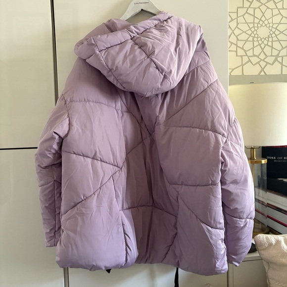 Free People Hailey Puffer Oversized Lilac Cloud Hooded Jacket M - Picture 2 of 14